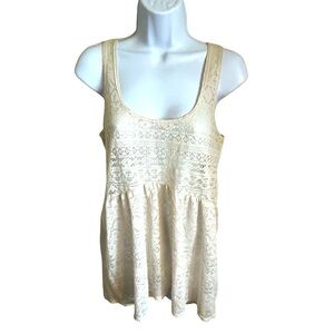 **Gorgeous Ivory Crocheted Tank Top - Medium**